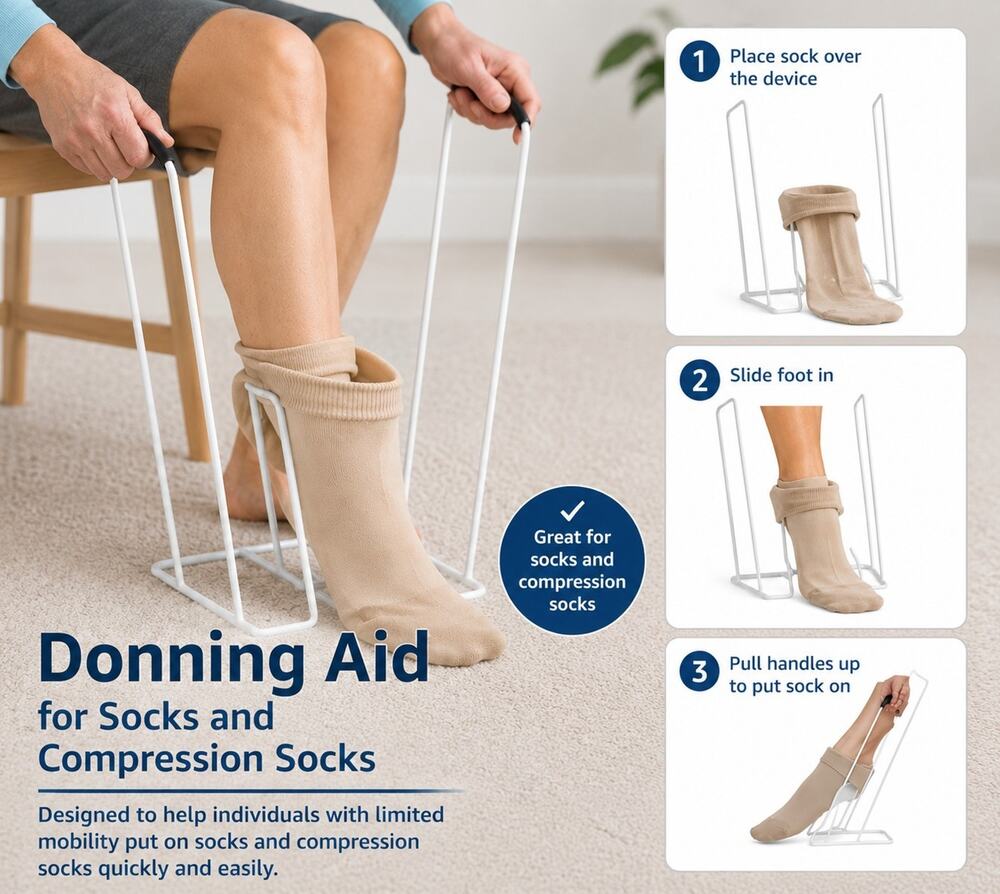 Medi Assure Butler Compression Sock Aid Donning Device Stocking Helper S/M
